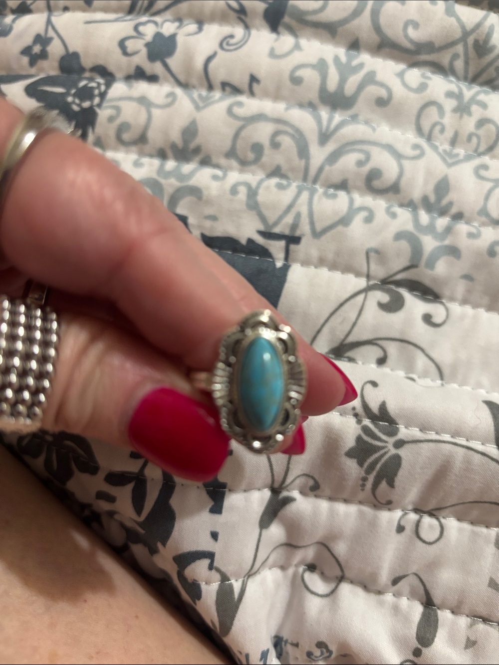 Turquoise Oval Sterling Silver Ring - Blue Stone